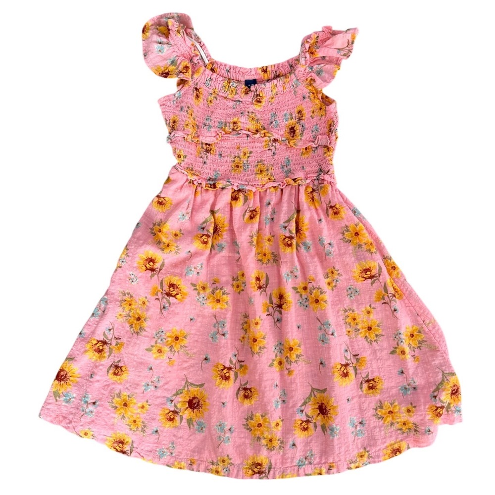 Old Navy Girls Pink Floral Smocked Flutter Sleeve Dress Size‎ 8 Summer Sun Dress
